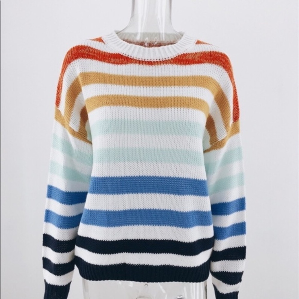 Leticia Striped Soft Knit Crew Neck Sweater - Picture 6 of 7